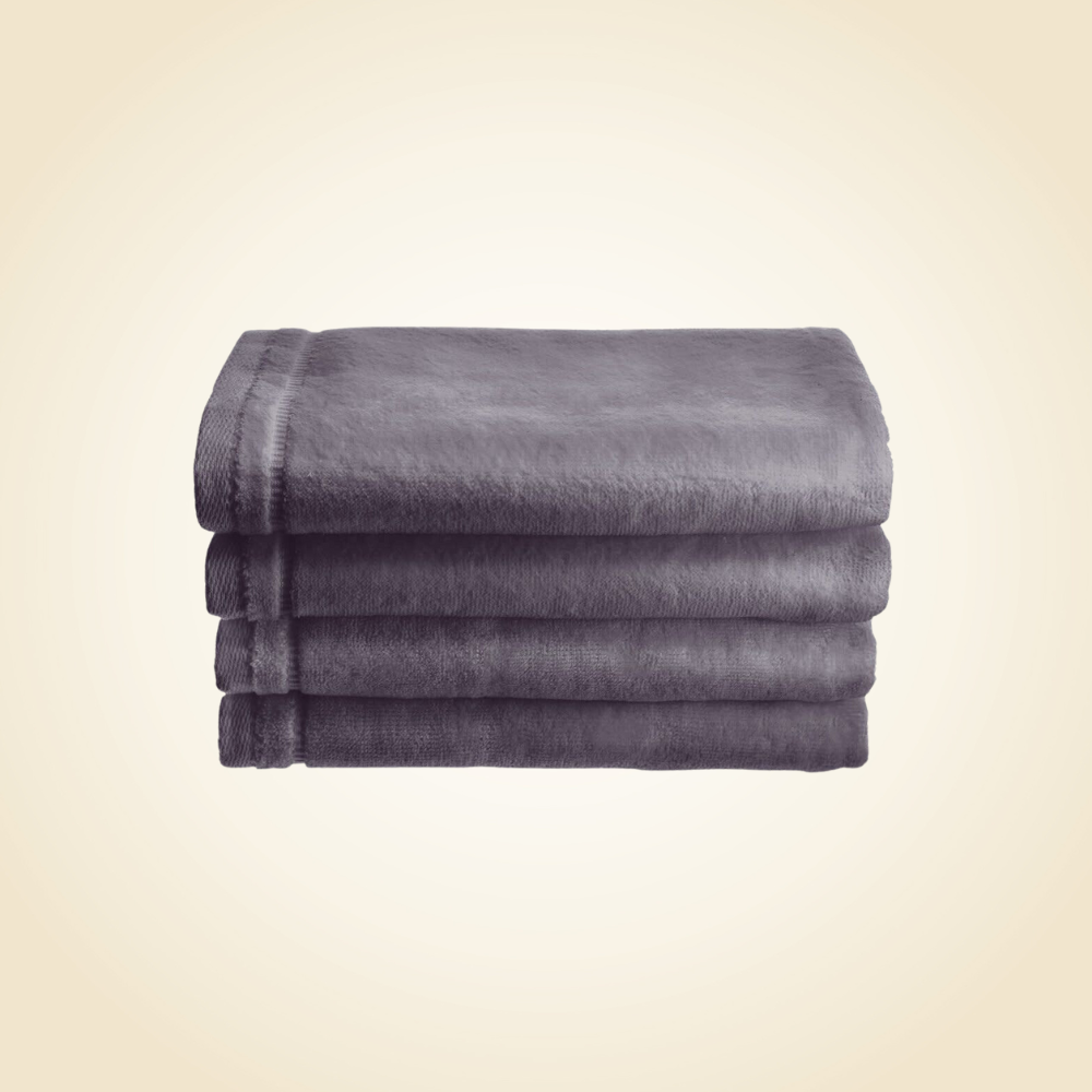 Grey Cotton Velour Set of 4 Towels