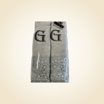 2 Charcoal Towels with Algerian Letter G