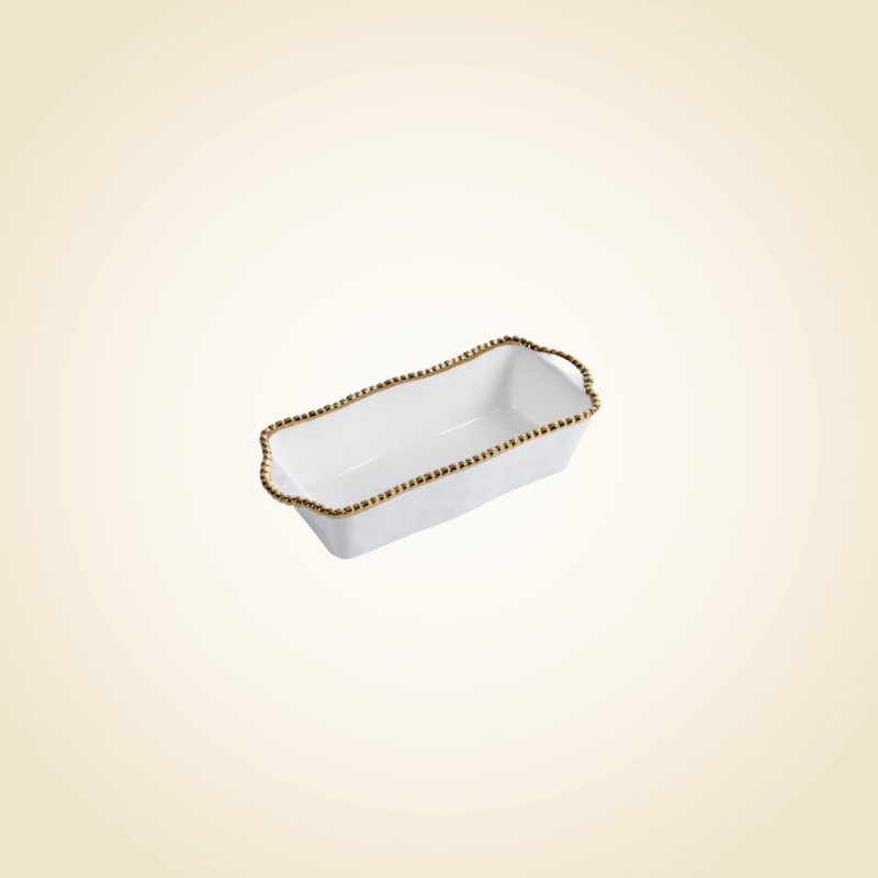 White &amp; Gold Loaf Baking Dish