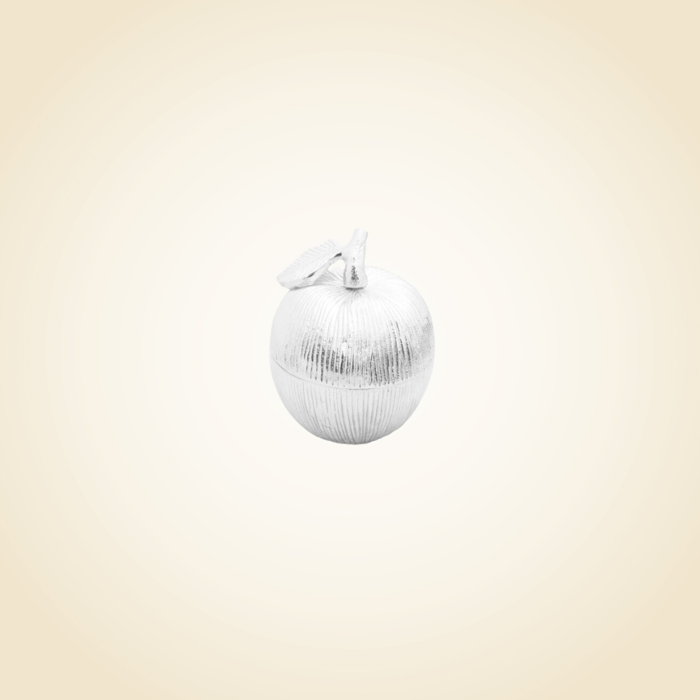 Silver Apple Honey Dish w Spoon