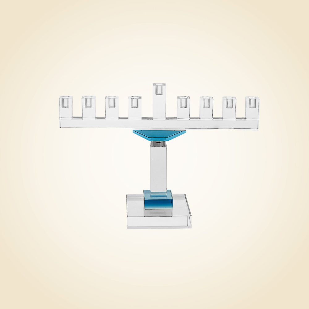 Crystal Blue Menorah 10.5 inches