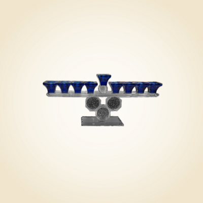 Crystal Menorah With Silver Diamond Circles