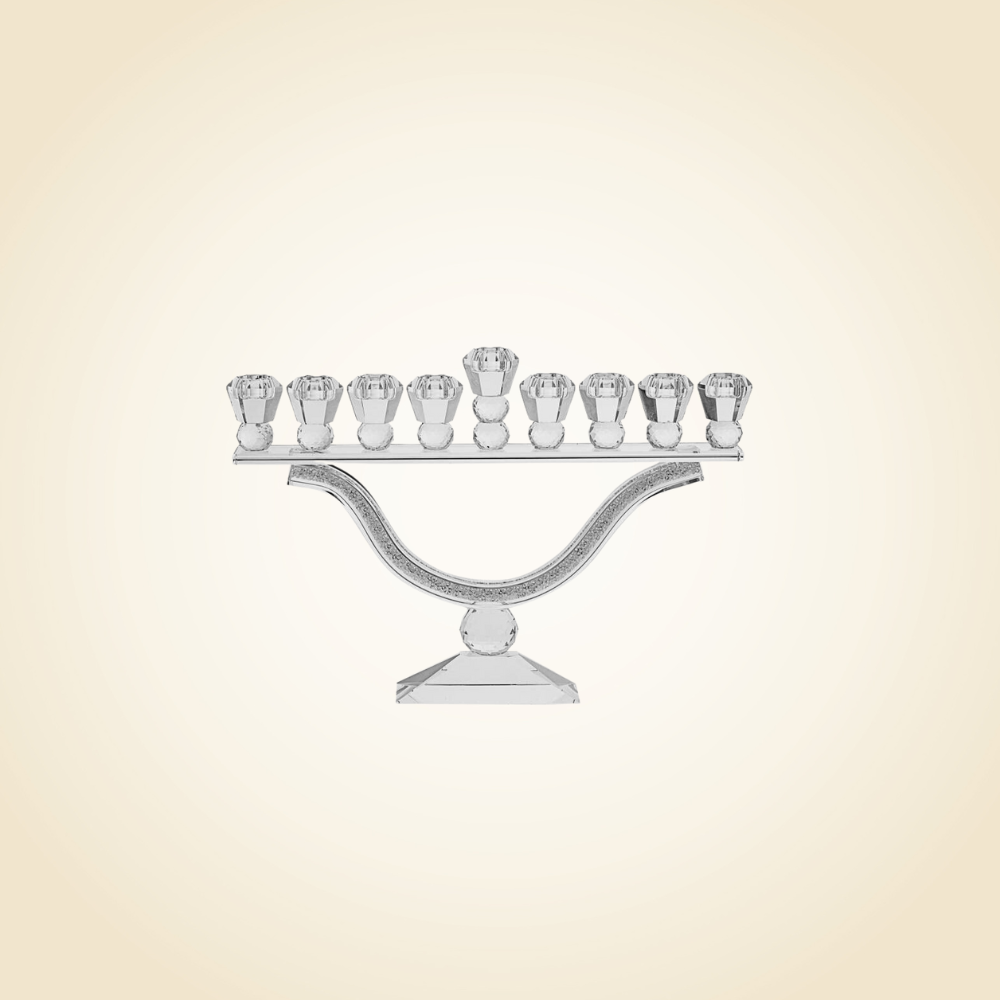 Crystal Menorah with stones 9.75&quot;