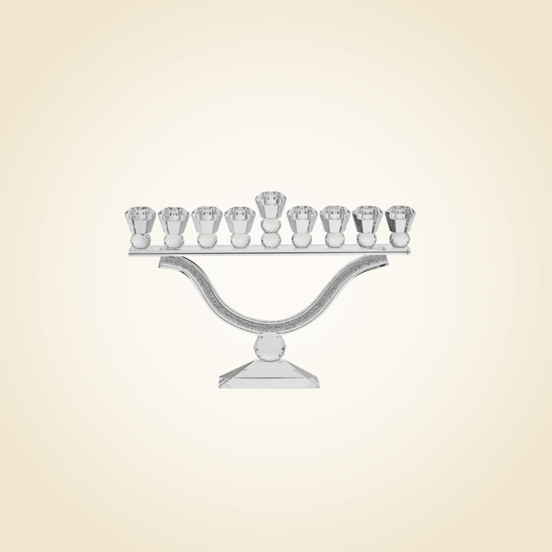 Crystal Menorah with stones 9.75&quot;