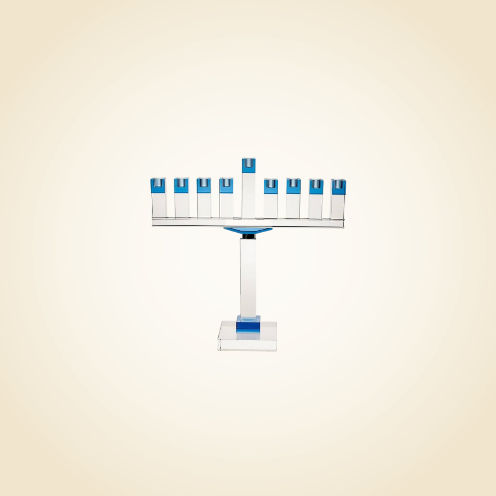 Blue Crystal Menorah 19&quot;