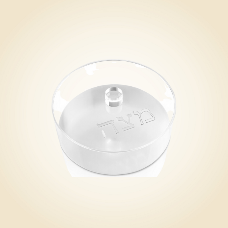Luxe Round Matzah Box With Pearl Silver Bottom
