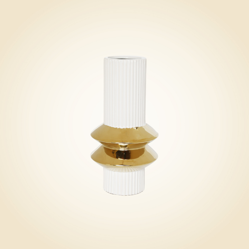 White Vase With Gold Rings