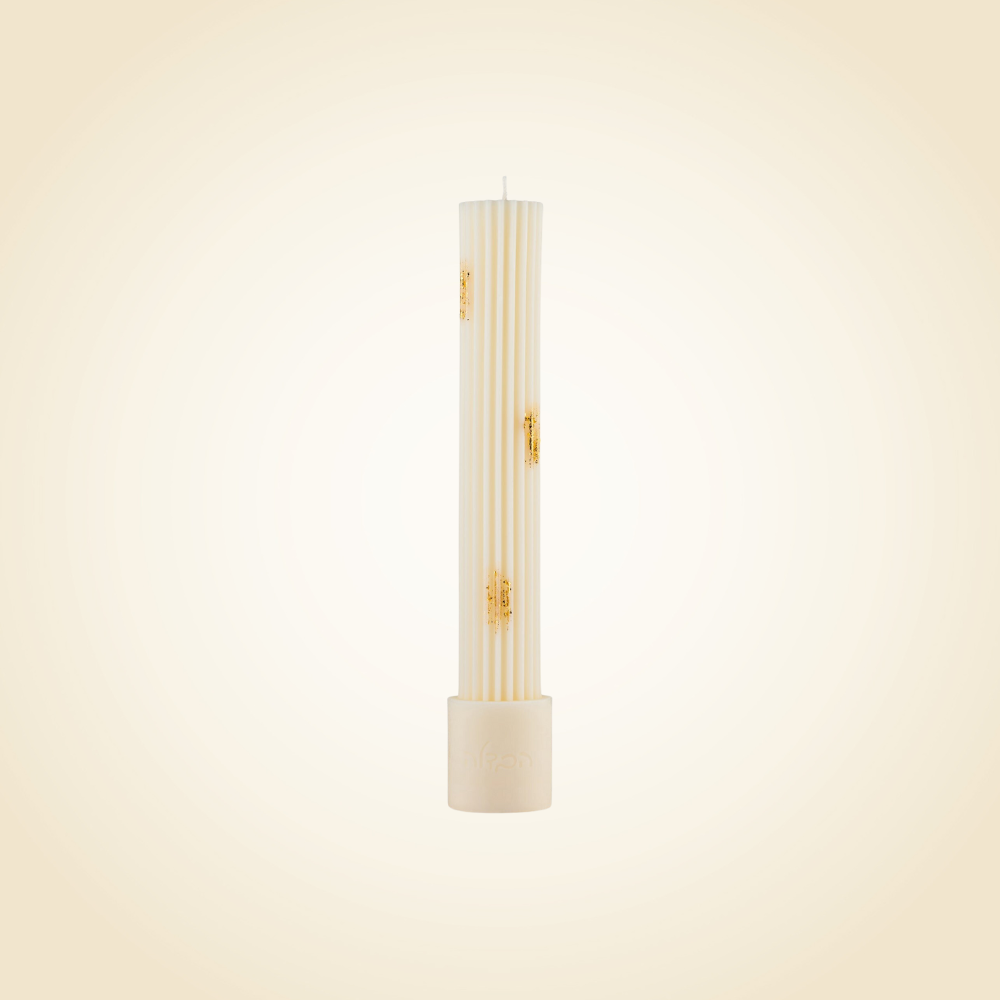 White Ribbed Havdalah Candle