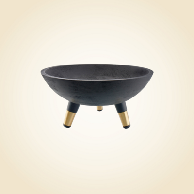 Black/ Gold Wood Bowl With Gold Legs