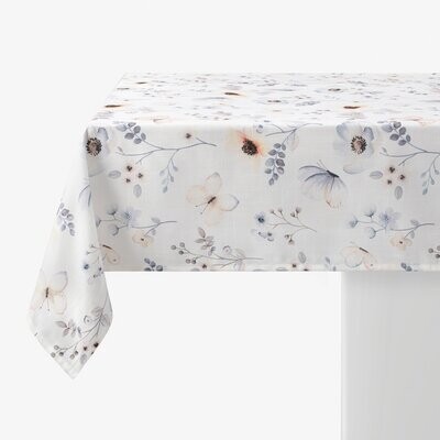 WATERCOLOR FLORAL + BUTTERFLY TABLECLOTH 70 x 108 | SPILL-PROOF + OIL STAIN RESISTANT + MACHINE WASHABLE/DRYER SAFE
