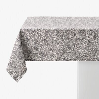 BLACK FLORAL TABLECLOTH 70 x 120 | SPILL-PROOF + OIL STAIN RESISTANT + MACHINE WASHABLE/DRYER SAFE