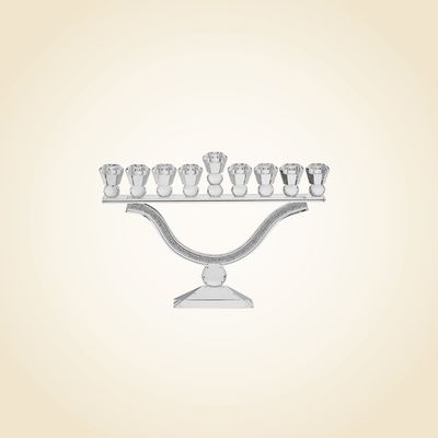 Crystal Menorah with stones 9.75"