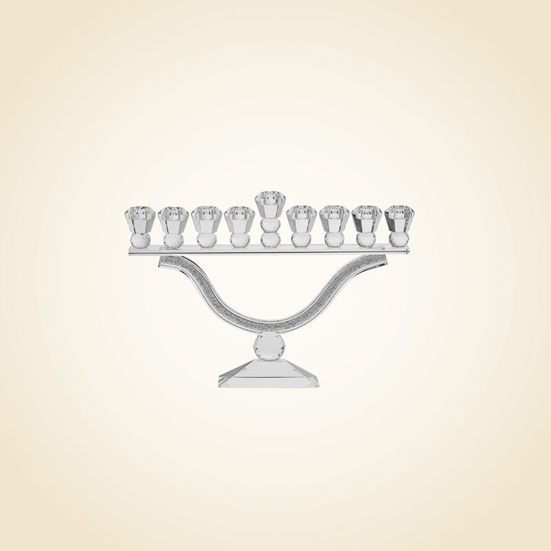 Crystal Menorah with stones 9.75"