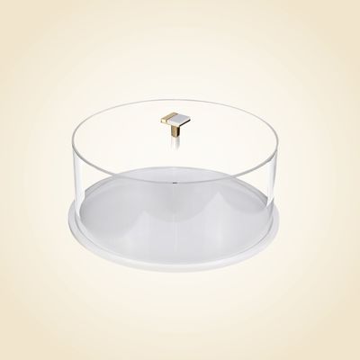 Clear Round Acrylic Cake Dome with Gold Handle