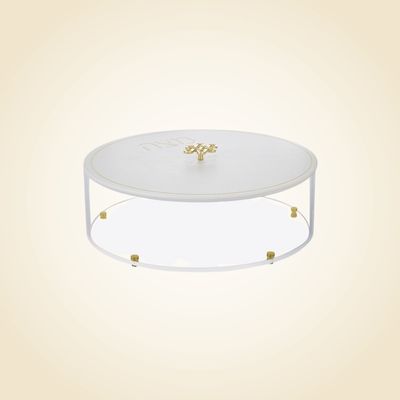 Leather Acrylic Gold Matzah Box with Knot Handle