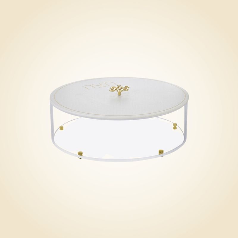 Leather Acrylic Gold Matzah Box with Knot Handle