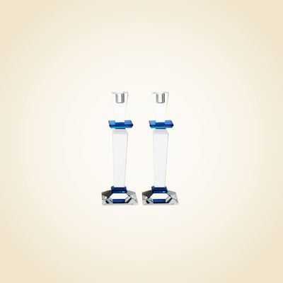 Jerusalem Crystal Blue Candlesticks