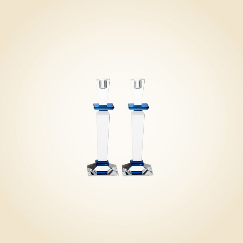 Jerusalem Crystal Blue Candlesticks