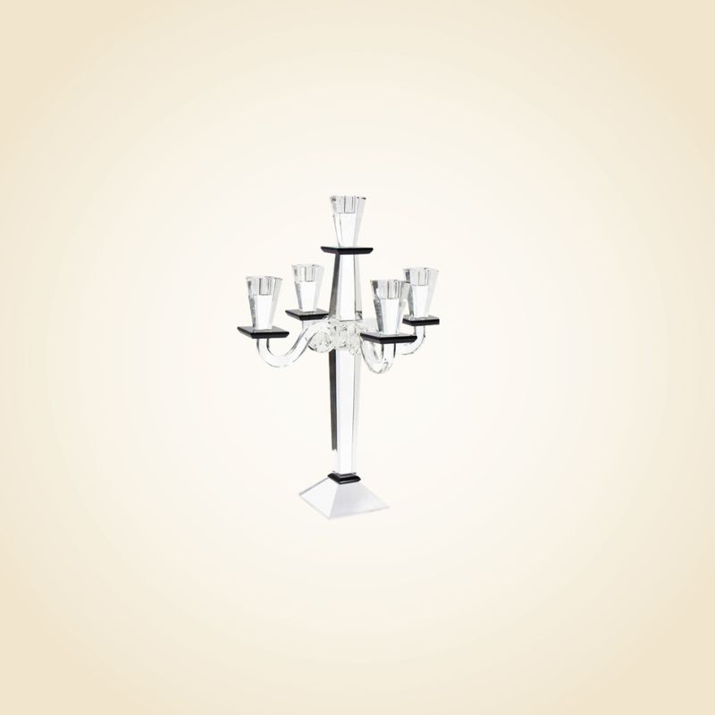Jerusalem Crystal Black 5 Branch Candelabra