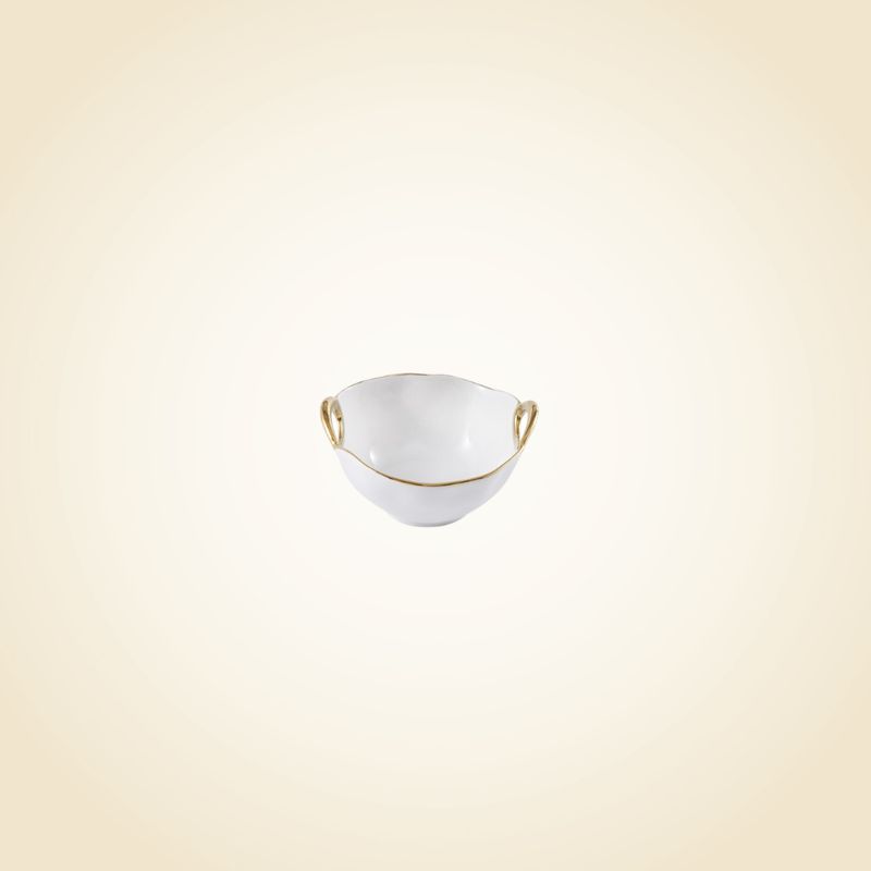 White &amp; Gold Handle Snack Bowl
