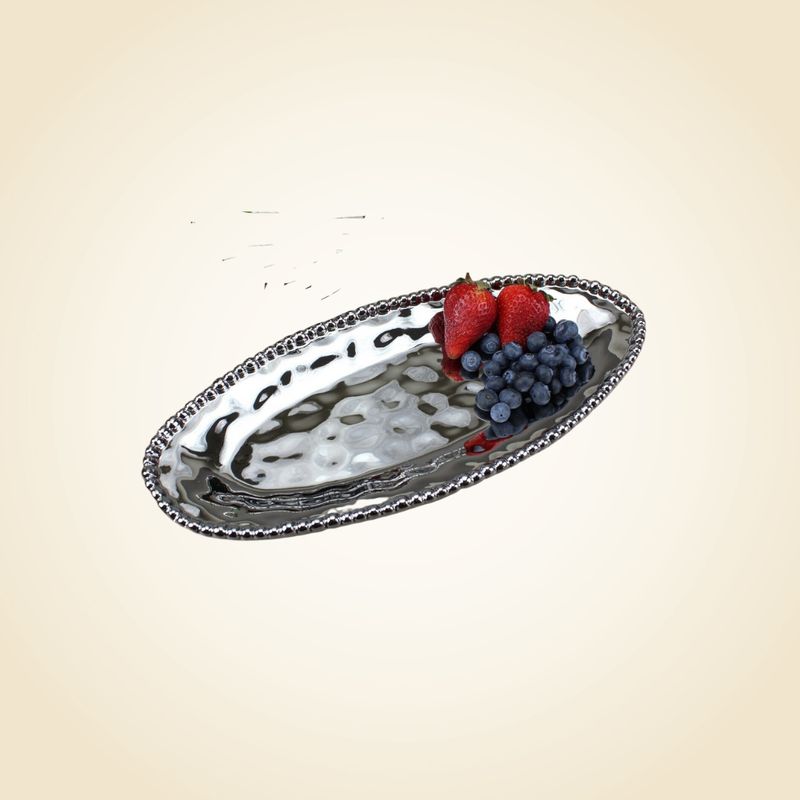 Ceramic Beaded Small Oval Serving Platter
