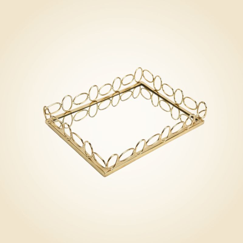 Rectangle Mirror Tray w/ Oval Loops
