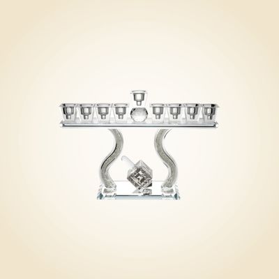 Crystal Menorah With Dreidel