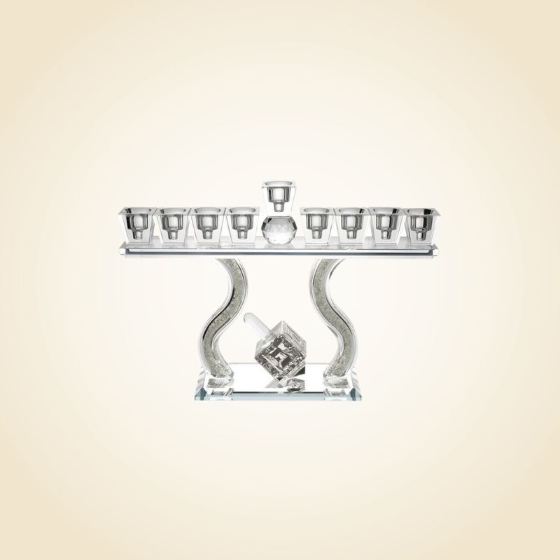 Crystal Menorah With Dreidel