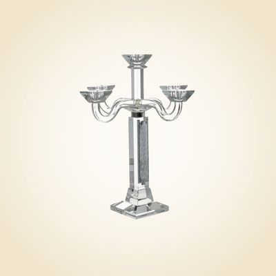 17"H Crystal and SS 5 Branch Candelabra