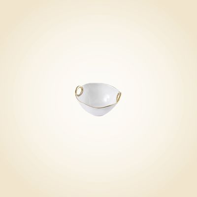 White &amp; Gold Handle Small Bowl