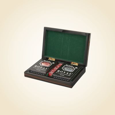Wood Ebony Box Poker Set