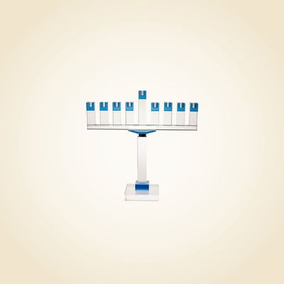 Blue Crystal Menorah 19"