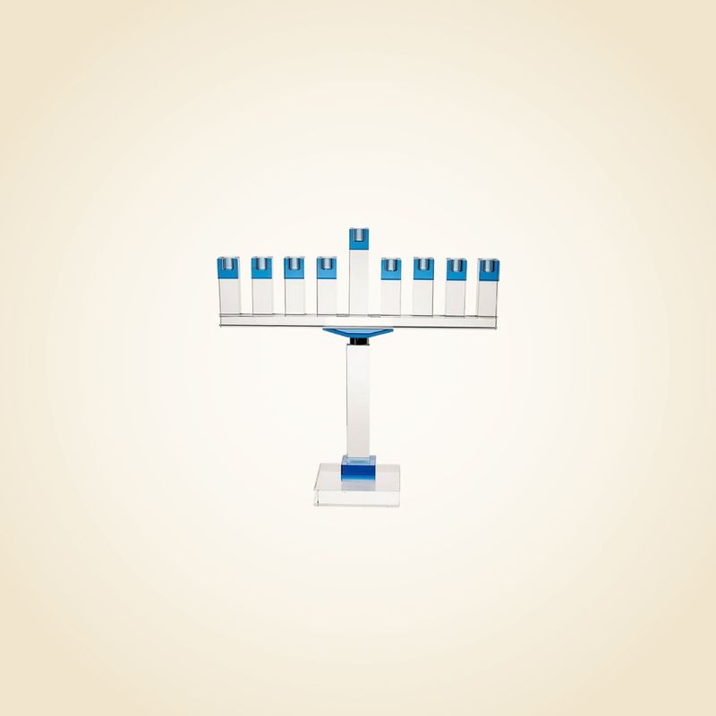 Blue Crystal Menorah 19"