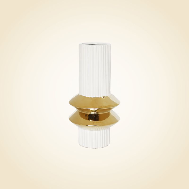 White Vase With Gold Rings