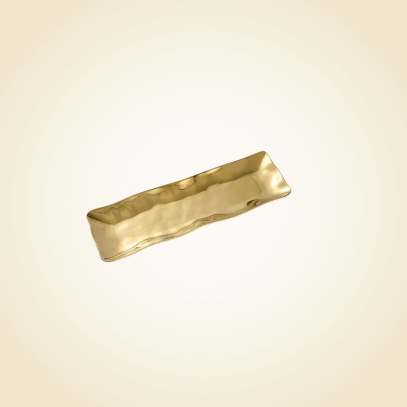 Simple Ceramic Gold Rectangle Serving Piece