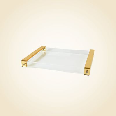 Lucite Tray With Gold Handles