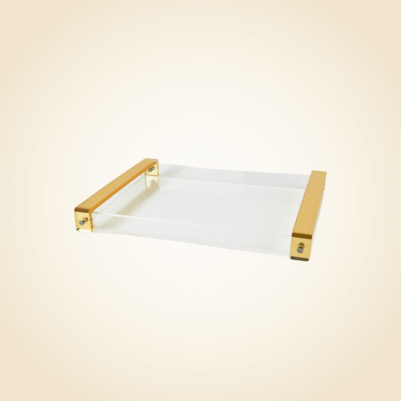 Lucite Tray With Gold Handles