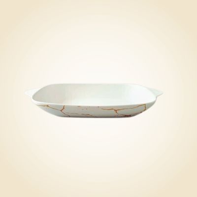 Matte White w/ Gold Marble Square Dish
