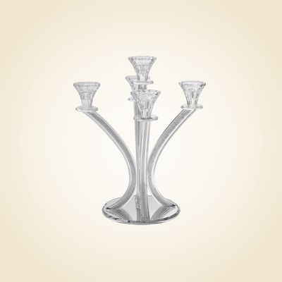 Crystal Filled 5 Branch Candelabra on Mirror Base