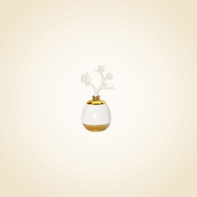 Gold &amp; White Diffuser w Dimensional Flower