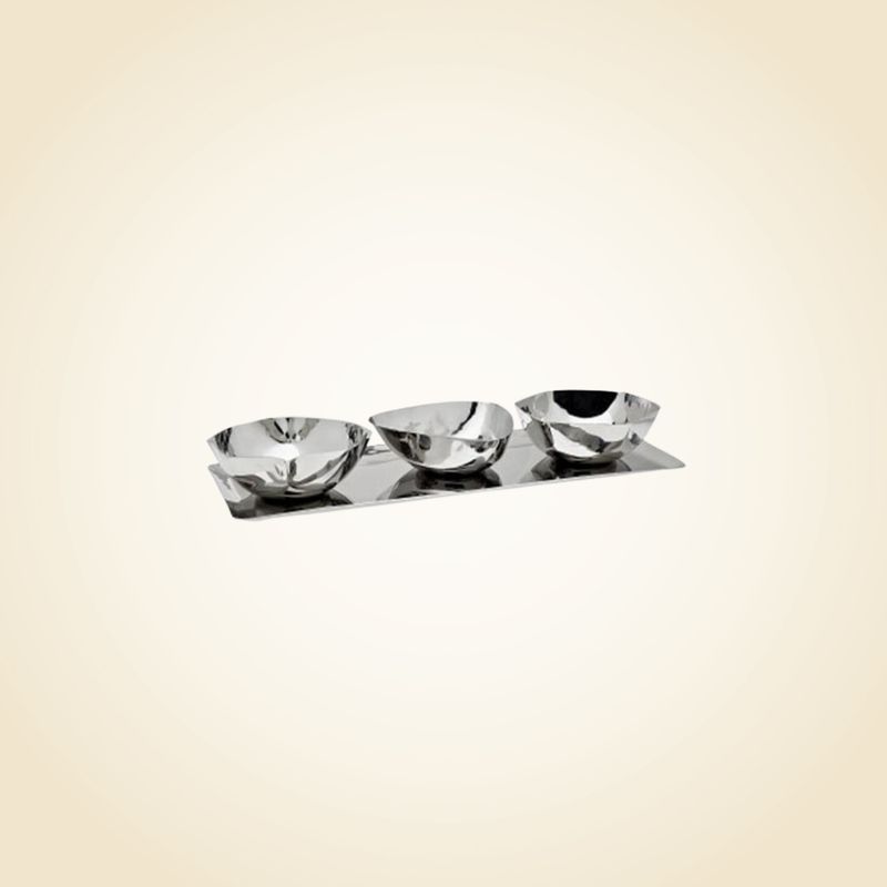 Auburn Stainless Steel Tray With 3 Bowls