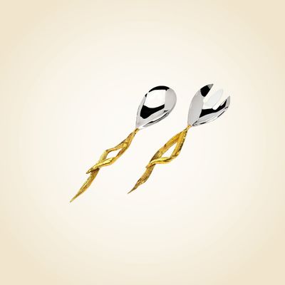 Crumpled Leaf 2 Piece Salad Server