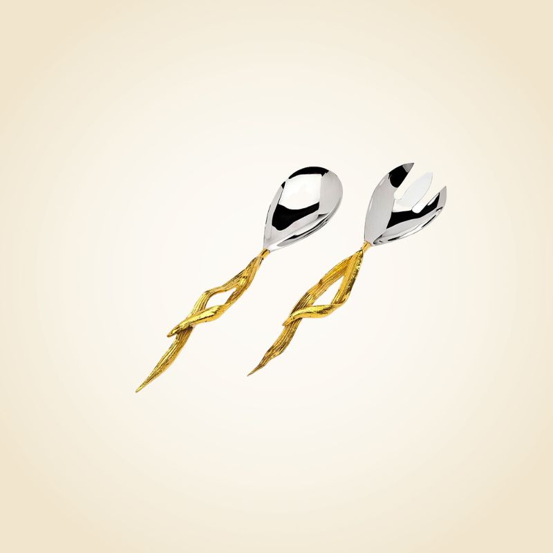 Crumpled Leaf 2 Piece Salad Server