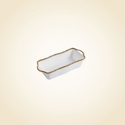 White &amp; Gold Loaf Baking Dish