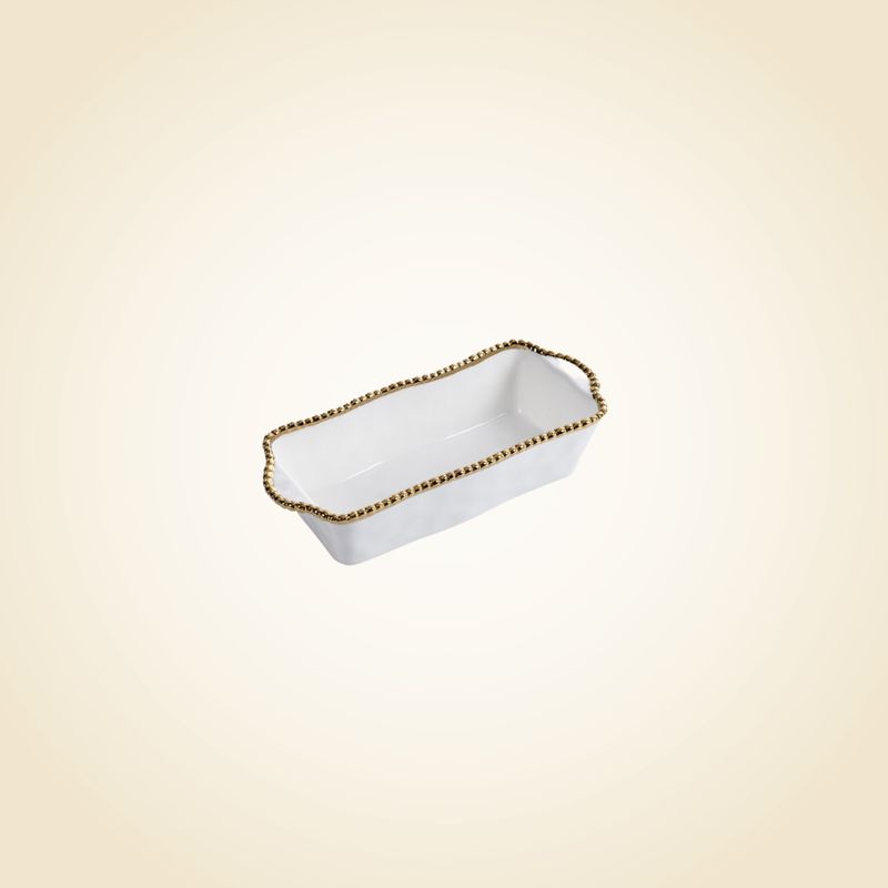 White &amp; Gold Loaf Baking Dish