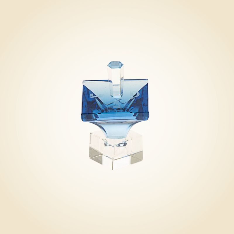 Crystal Optic Blue Dreidel on Stand