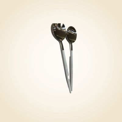 Tai Chi White &amp; Silver Serving Spoons