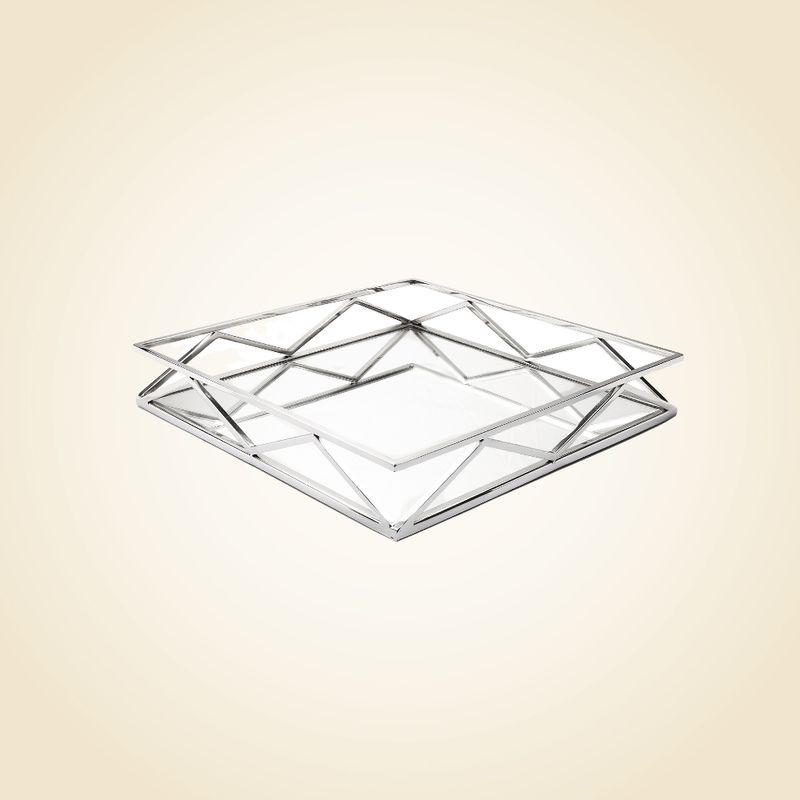 Square Mirror Tray With V Design