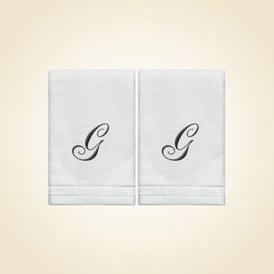 2 White Towels with Black Letter G