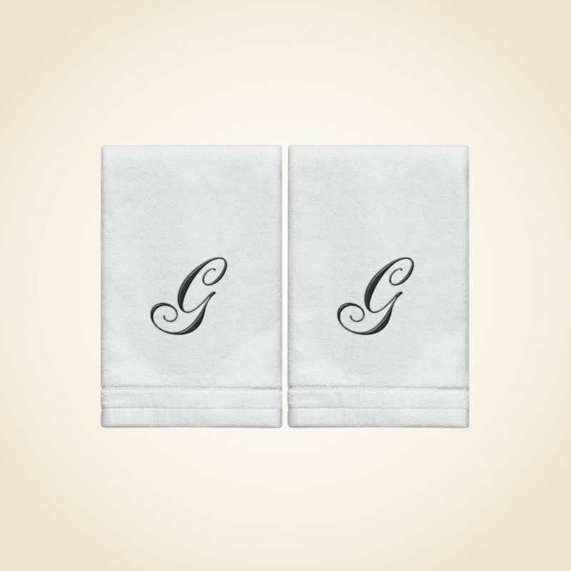 2 White Towels with Black Letter G